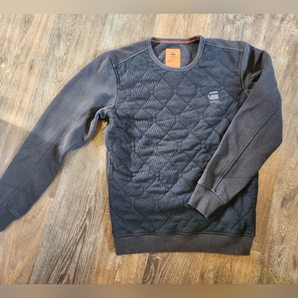 MEN'S GSTAR KAIDEN QUILTED SWEAT, SIZE SMALL IN DARK GREY - Picture 2 of 4